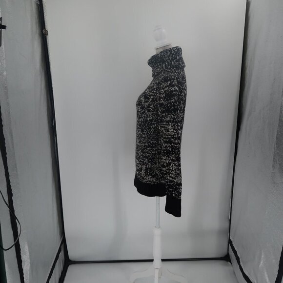 Bristol Club Women's Black White Chunky Knit Turtleneck Sweater Size Small - Picture 7 of 10
